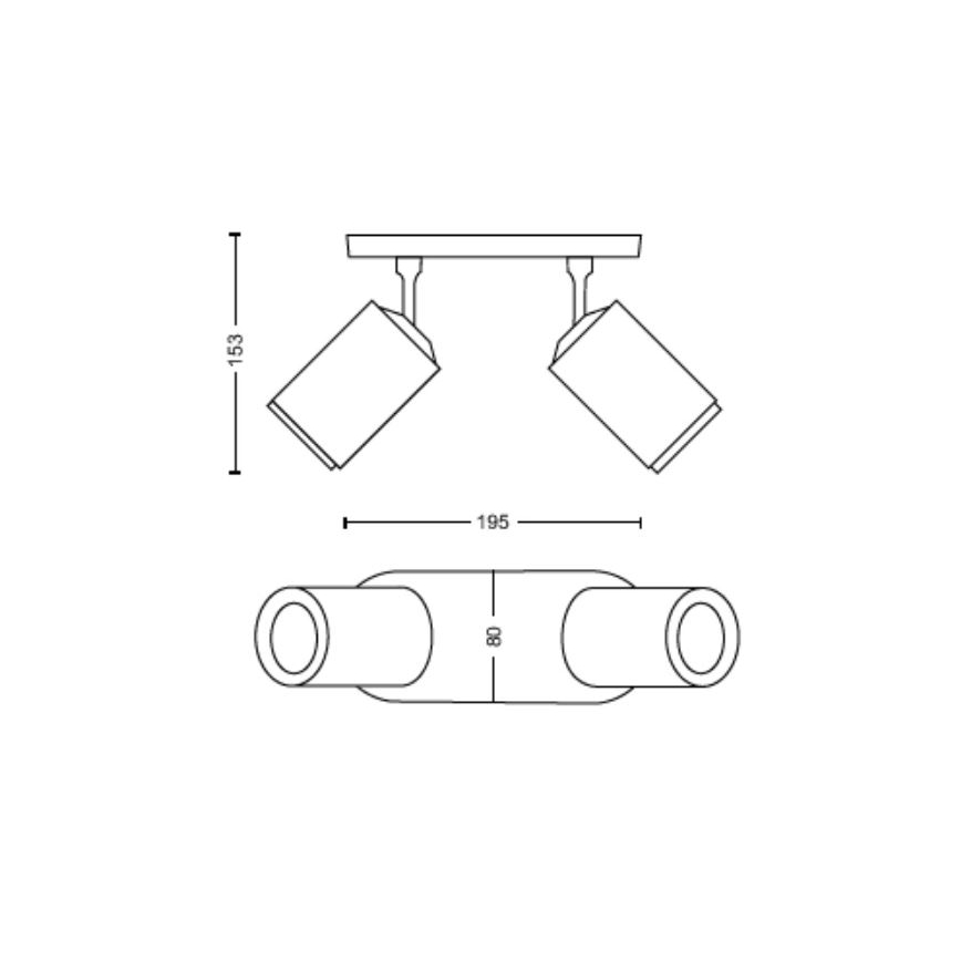 Philips - LED RGBW Zatemnitveni reflektor Hue FUGATO 2xGU10/4,2W/230V 2000-6500K črna