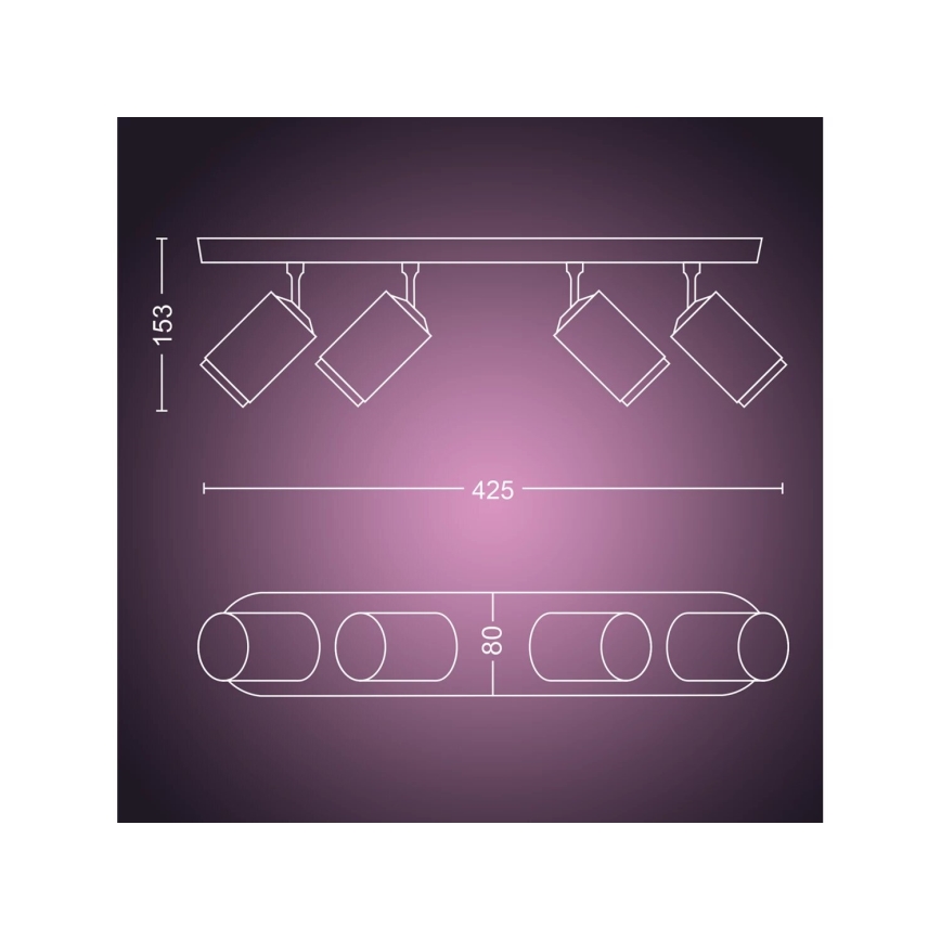 Philips - LED RGBW Zatemnitveni reflektor Hue FUGATO 4xGU10/4,2W/230V 2000-6500K črna