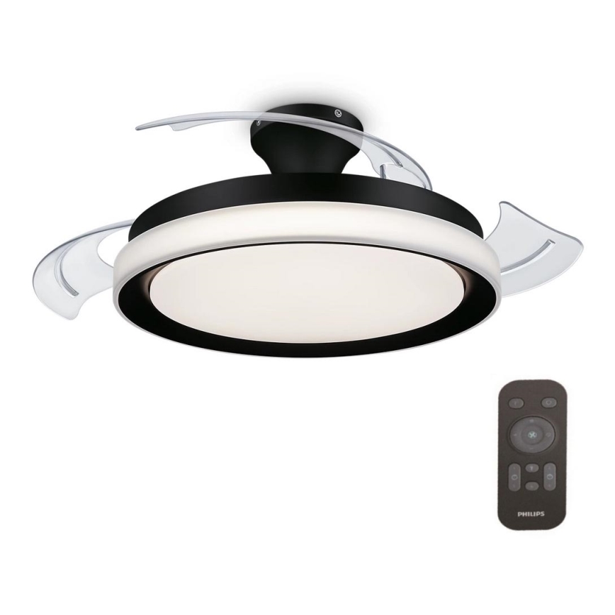 Philips-LED Stropna svetilka z ventilatorjem BLISS LED/35W/230V 5500/4000/2700K črna + Daljinski upravljalnik