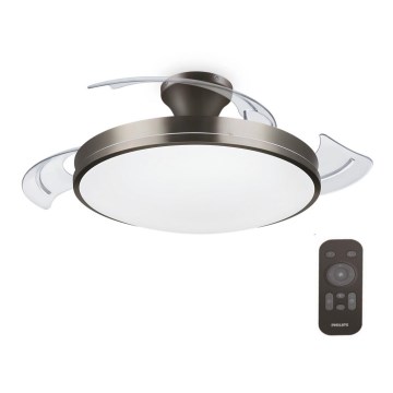 Philips-LED Stropna svetilka z ventilatorjem BLISS LED/35W/230V 5500/4000/2700K nikelj + Daljinski upravljalnik