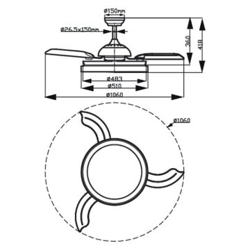 Philips - LED Stropni ventilator LED/35W/230V 5500/4000/2700K črna + Daljinski upravljalnik