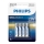 Philips LR03E4B/10 - 4 kom Alkalna baterija AAA ULTRA ALKALINE 1,5V 1250mAh