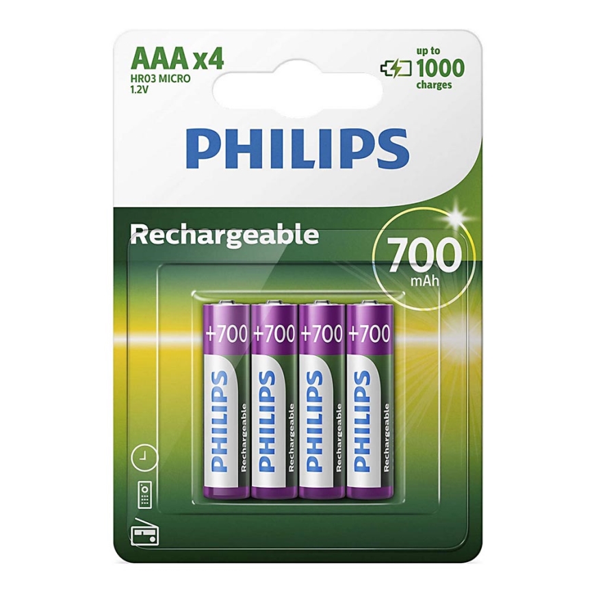 Philips R03B4A70/10 - 4 kom Polnilna baterija AAA MULTILIFE NiMH/1,2V/700 mAh