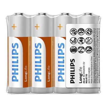 Philips R6L4F/10 - 4 kom Cink-kloridna baterija AA LONGLIFE 1,5V 900mAh