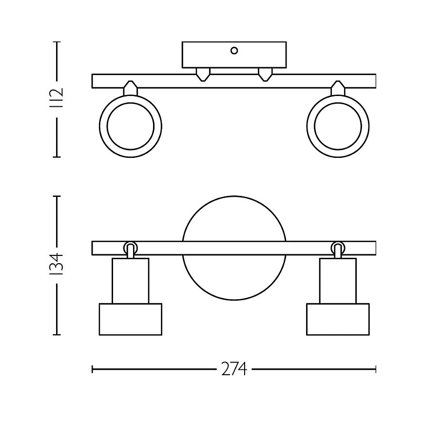 Philips - Reflektor CONDUIT 2xGU10/5W/230V črna/medenina