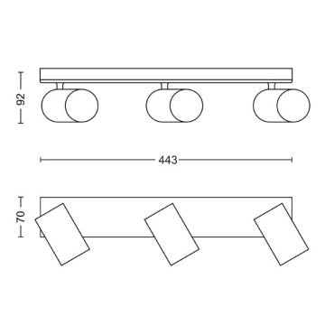 Philips - Reflektor KOSIPO 3xGU10/5,5W/230V bela