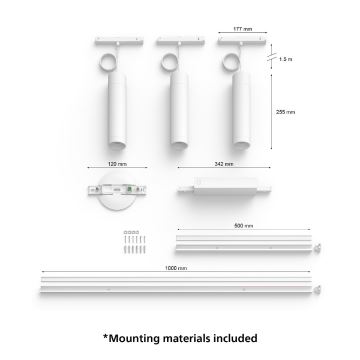 Philips - SET 3x LED RGB Zatemnitveni lestenec na vrvici za tračni sistem Hue PERIFO LED RGB/15,6W/230V 2000-6500K