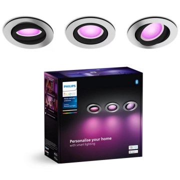 Philips - SET 3xLED RGBW Zatemnitvena vgradna svetilka Hue CENTURA 1xGU10/4,2W/230V 2000-6500K