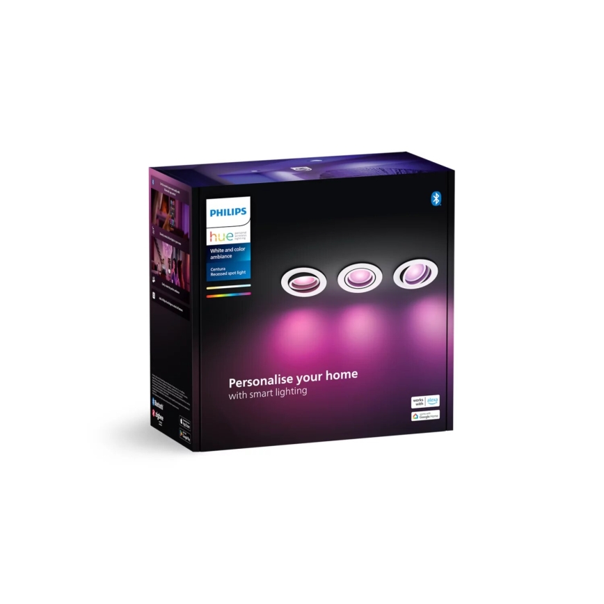 Philips - SET 3xLED RGBW Zatemnitvena vgradna svetilka Hue CENTURA 1xGU10/4,2W/230V 2000-6500K