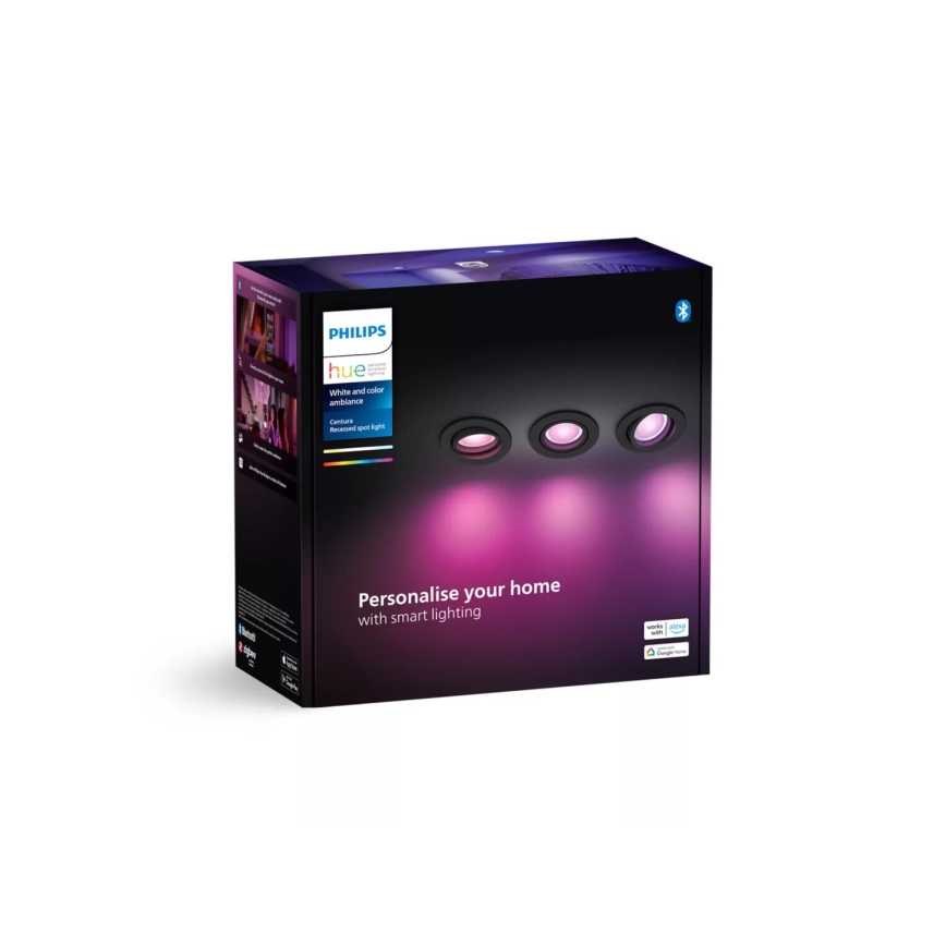 Philips - SET 3xLED RGBW Zatemnitvena vgradna svetilka Hue CENTURA 1xGU10/4,2W/230V 2000-6500K