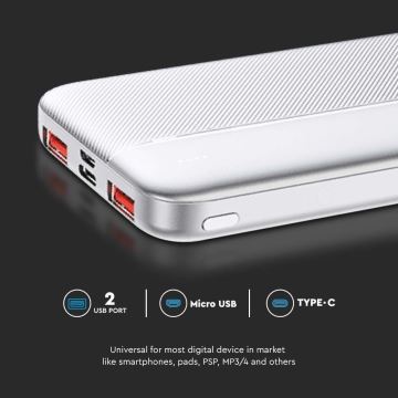 Power Bank Power Delivery 10000mAh/22,5W/5V srebrna