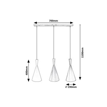 Rabalux - Lestenec na vrvici 3xE27/40W/230V