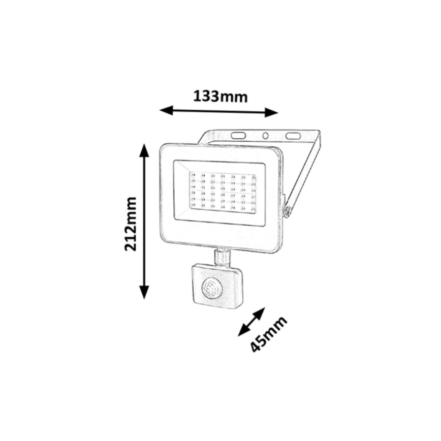 Rabalux - LED Reflektor s senzorjem LED/30W/230V 4000K IP44 črna