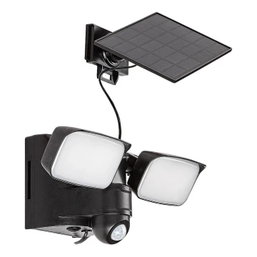 Rabalux - LED solarna stenska fleksibilna svetilka s senzorjem in zunanjo ploščo 2xLED/5W/3,7V IP54 črna