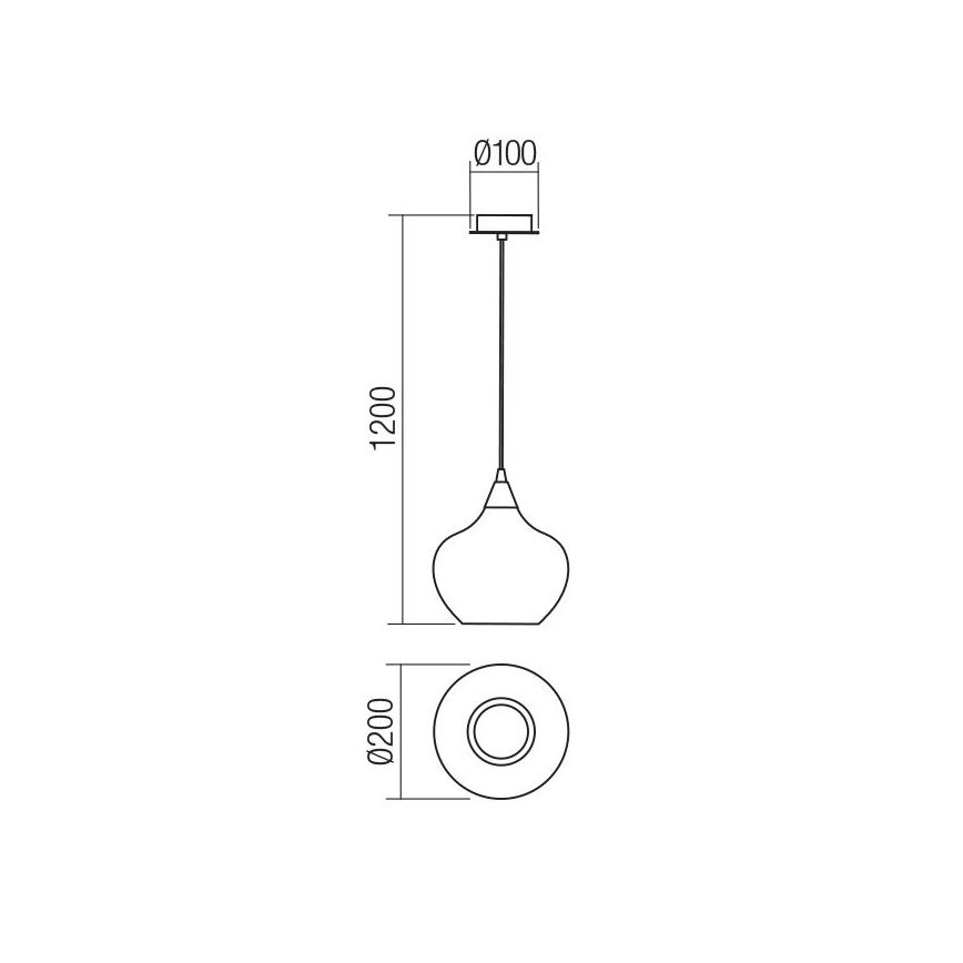 Redo 01-3191 - Lestenec na vrvici TANNER 1xE14/28W/230V pr. 20 cm