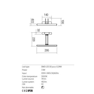 Redo 01-3468 - LED Svetilka za slike IKON LED/7,3W/230V 29,5 cm CRI 92 bela