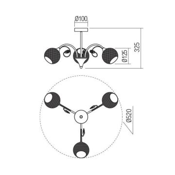 Redo 02-970 - Lestenec na drogu ASPERA 3xE14/28W/230V črna