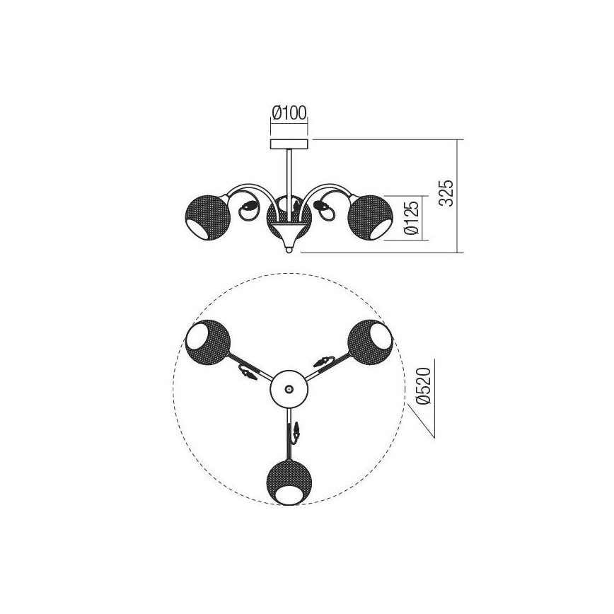 Redo 02-970 - Lestenec na drogu ASPERA 3xE14/28W/230V črna