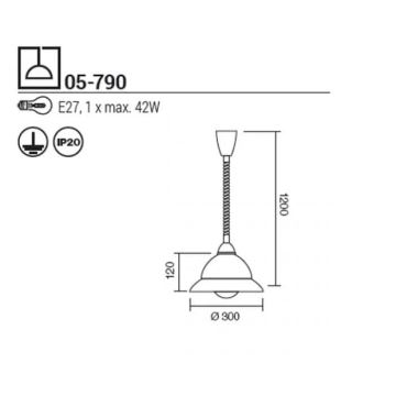 Redo 05-790 - Lestenec na vrvici ETRUSCA 1xE27/42W/230V