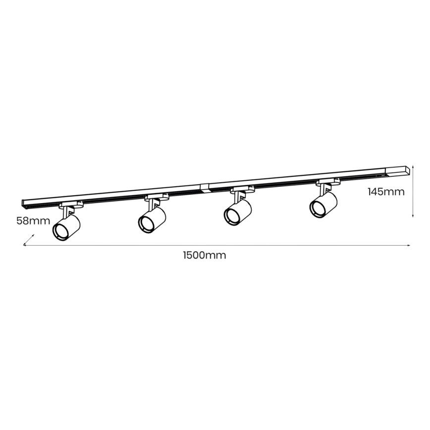 Reflektor za tračni sistem VOLF 4xGU10/10W/230V črna