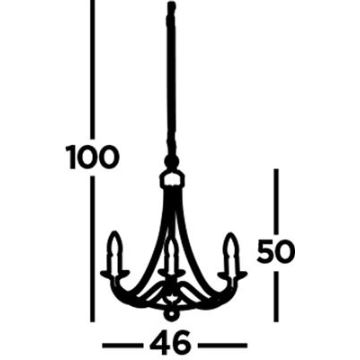 Searchlight - Lestenec na verigi MAYPOLE 3xE14/60W/230V črna