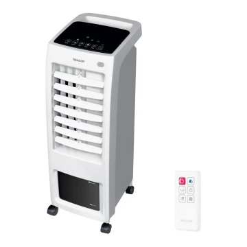 Sencor - Mobilni hladilnik zraka z LED zaslonom 3v1 70W/230V bela + Daljinski upravljalnik