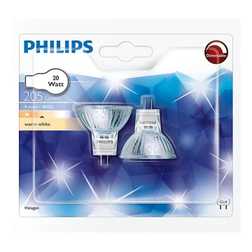 SET 2x Industrijska žarnica Philips HALOGEN GU4/20W/12V 3000K