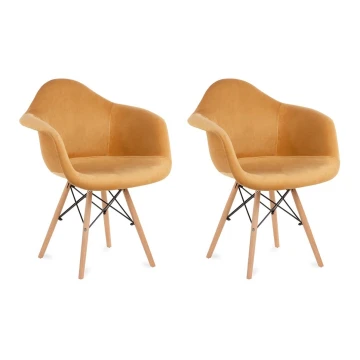 SET 2x Jedilni stol NEREA 80x60,5 cm rumena/bukev