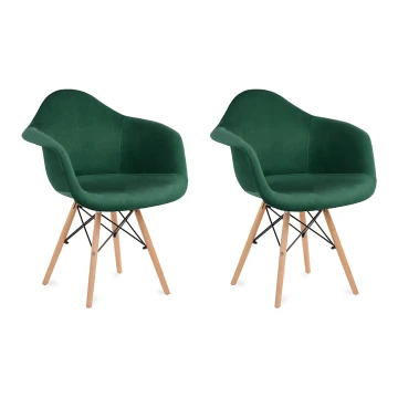 SET 2x Jedilni stol NEREA 80x60,5 cm zelena/bukev