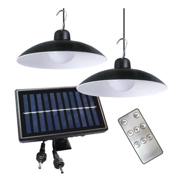 SET 2x LED Solarna viseča svetilka s senzorjem za mrak LED/6W/3,7V 2000 mAh IP44 + Daljinski upravljalnik