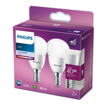 SET 2x LED Žarnica Philips P45 E14/5,5W/230V 4000K