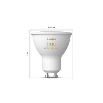 SET 2x LED Zatemnitvena žarnica Philips Hue WHITE AMBIANCE GU10/4,2W/230V 2200-6500K