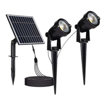 SET 2x LED Zunanja solarna svetilka 2xLED/1,2W/3,7V IP65 3000K