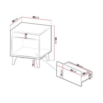 SET 2x Nočna omarica NORD 45x40 cm hrast wotan/antracit