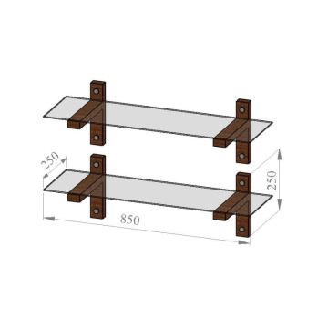 SET 2x Stenska polica 25x85 cm bor/črna