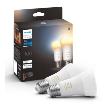 SET 2xLED Zatemnitvena žarnica Philips Hue WHITE AMBIANCE E27/8W/230V 2200-6500K