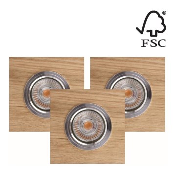 SET 3x LED Vgradna svetilka VITAR 1xGU10/5W/230V CRI 90 hrast – FSC certifikat