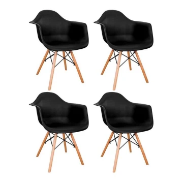 SET 4x Jedilni stol NEREA 81x61 cm črna/bukev