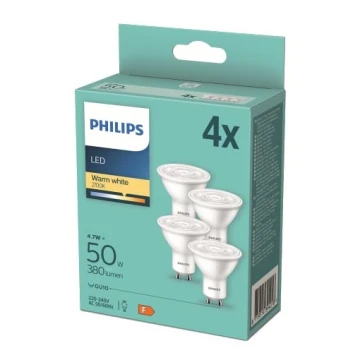 SET 4x LED Žarnica Philips GU10/4,7W/230V 2700K