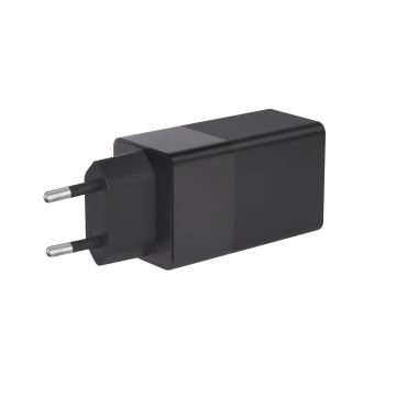 Adapter za hitro polnjenje GaN 2xUSB-C + 1xUSB-A 65W črna