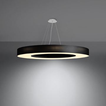 Lestenec na vrvici SATURNO SLIM 8xE27/60W/230V pr. 90 cm črn