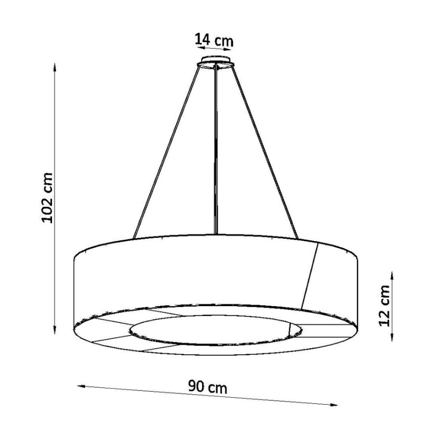 Lestenec na vrvici SATURNO SLIM 8xE27/60W/230V pr. 90 cm črn