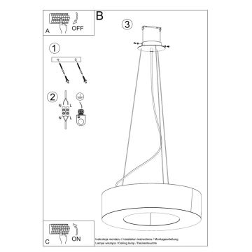 Lestenec na vrvici SATURNO SLIM 8xE27/60W/230V pr. 90 cm črn