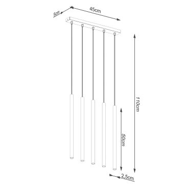 Lestenec na vrvici PASTELO 5xG9/8W/230V zlata