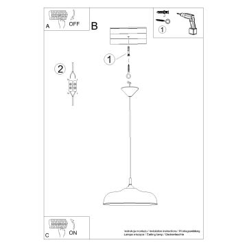 Lestenec na vrvici GINA 1xE27/15W/230V pr. 38 cm bela