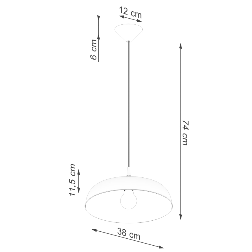 Lestenec na vrvici GINA 1xE27/15W/230V pr. 38 cm črna