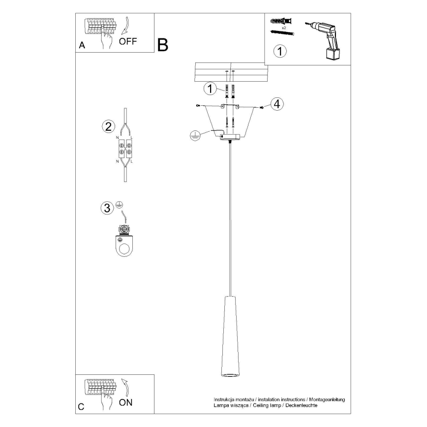 Lestenec na vrvici ELECTRA 1xGU10/10W/230V beton/siva