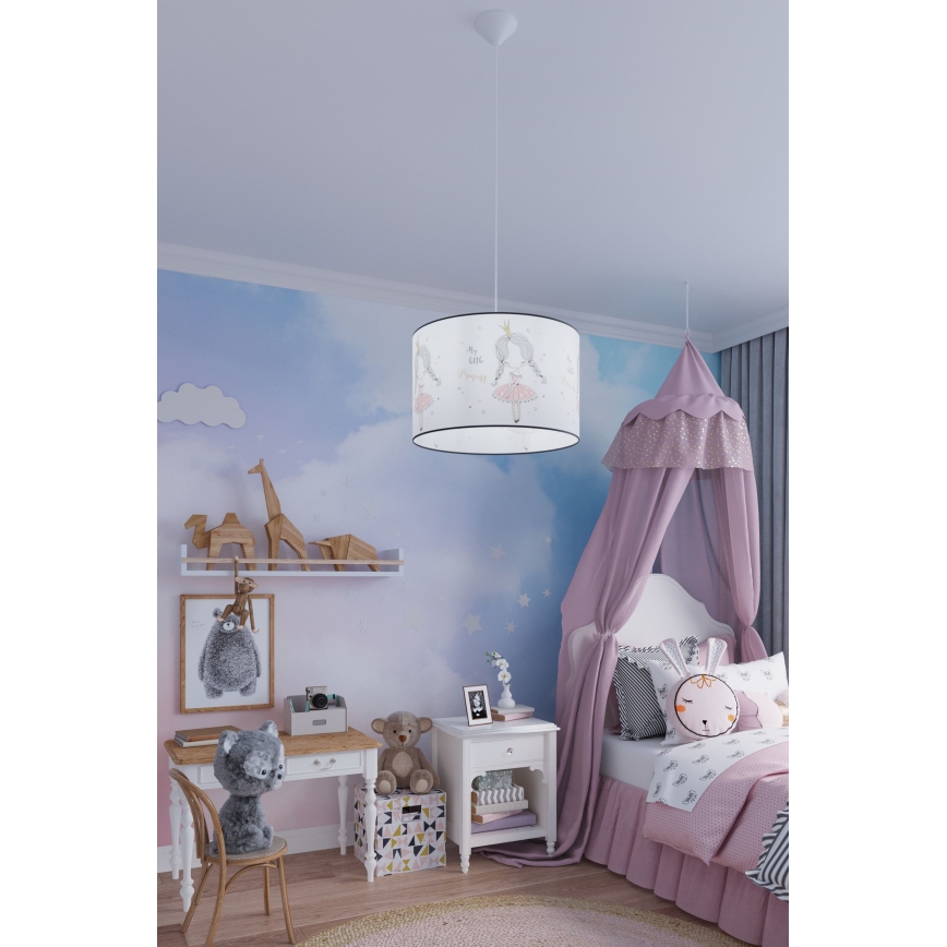 Otroški lestenec na vrvici PRINCESS 1xE27/15W/230V pr. 40 cm princeza