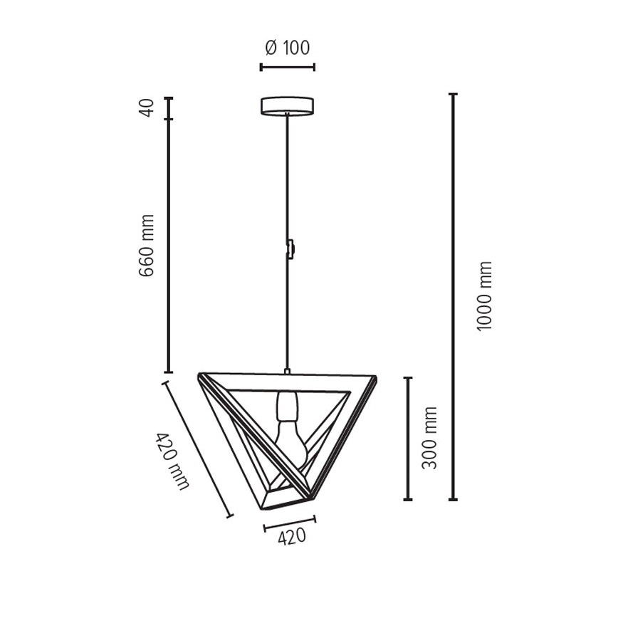 Lestenec na vrvici TRIGONON 1xE27/60W/230V mat hrast  - FSC certifikat