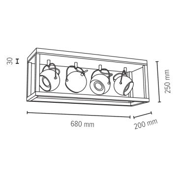 LED Reflektor ROY 4xGU10/5W/230V mat hrast - FSC certifikat